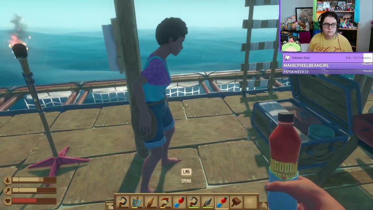 Married couple gaming-Back on the raft, now we have story to find|Raft