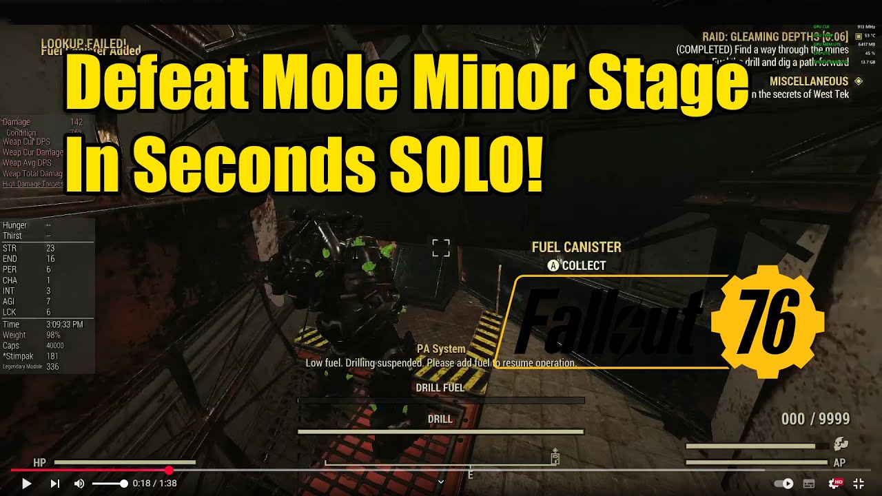 Fallout 76 Mods Raids Defeat 2nd Event Mole Minors in seconds SOLO Glitch Dupe