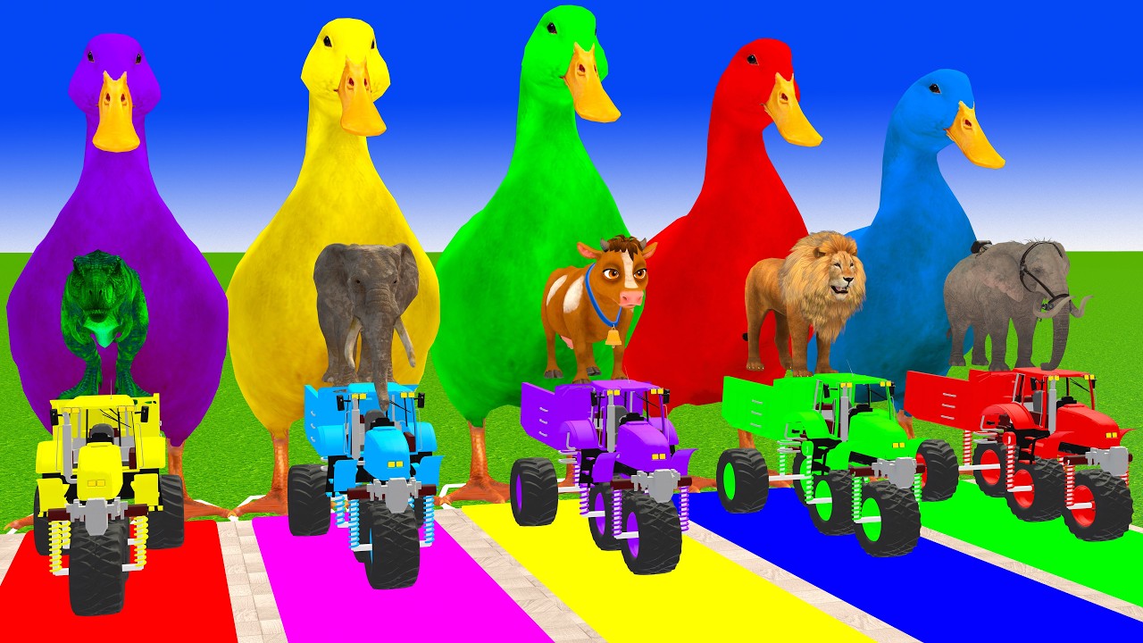 Long Slide Game With Cow Elephant Gorilla Hippopotamus Tiger 3d Animal Game Funny 3d Animals