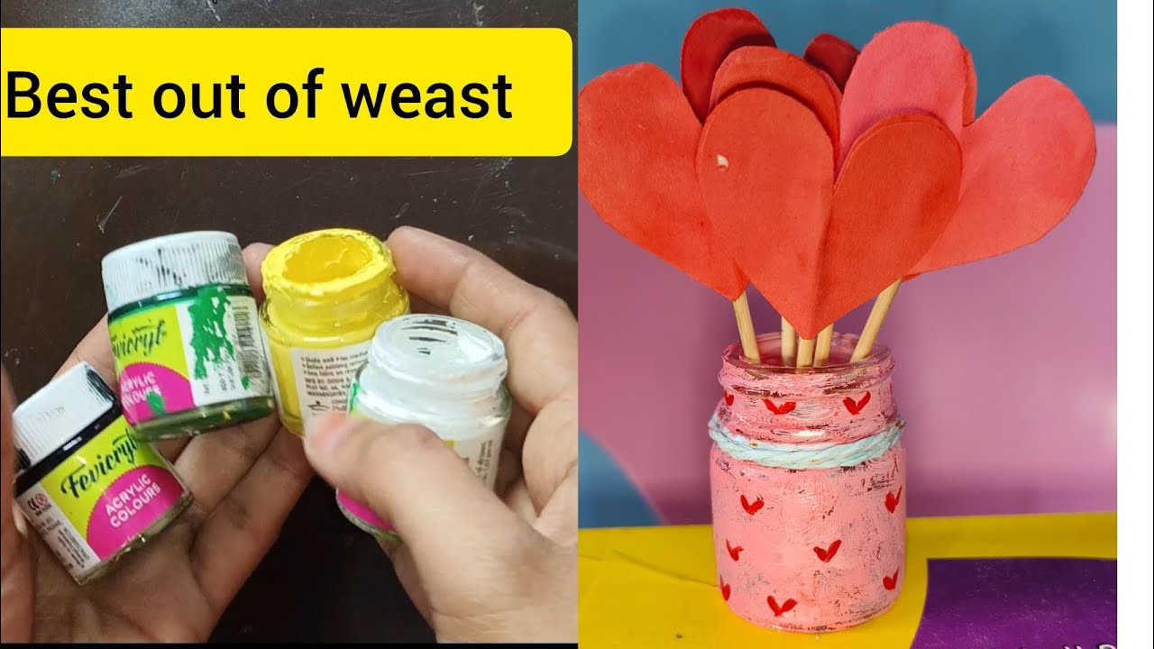 How to reuse acrylic paint bottles | Best out of weast | Acrylic paint bottles craft ideas 