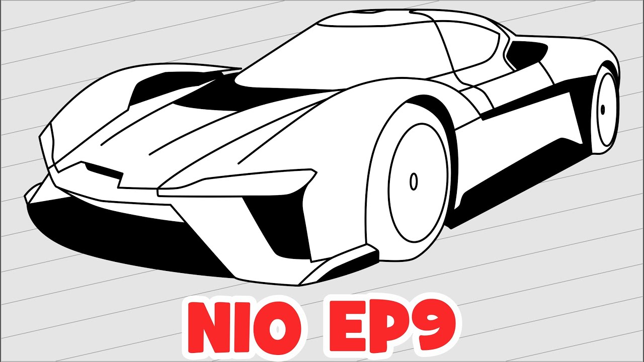 How to draw NIO EP9 - Como desenhar NIO EP9 - Как нарисовать електрический суперкар