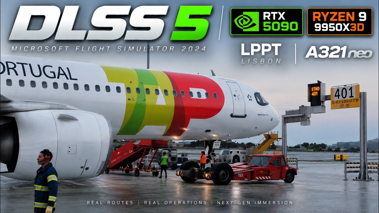 DLSS 5 IS UNREAL! 🤯 | RTX 5090 + 9950X3D | A321neo Lisbon Departure | MSFS 2024