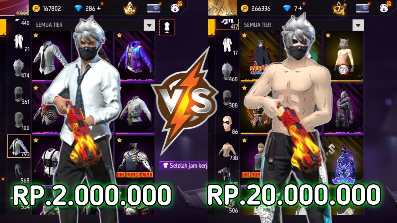 REVIEW AKUN FF SEHARGA 2.000.000 VS 20.000.000‼️