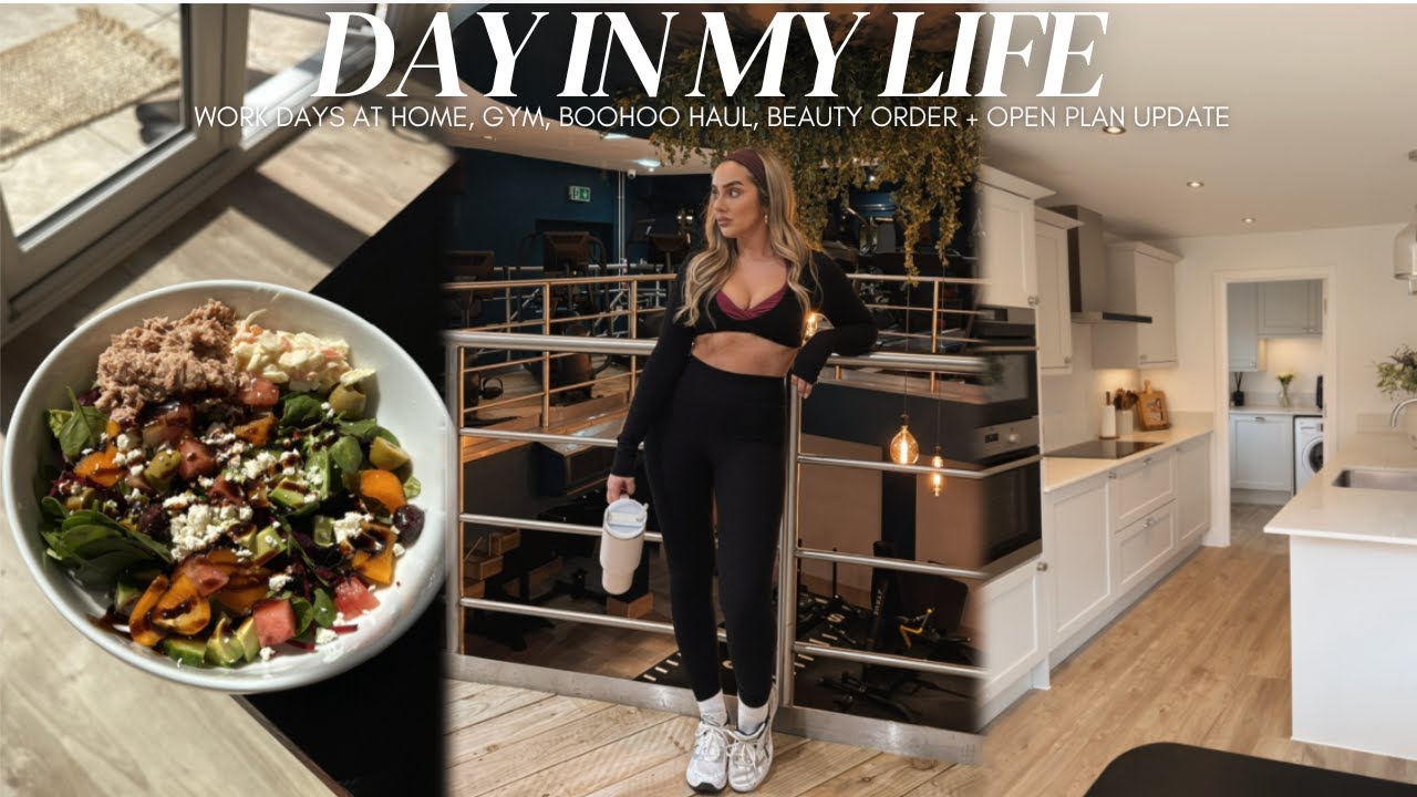 VLOG: A work day from home, Gym routine, Boohoo haul, Beauty unboxing + goodbye magnolia paint!!