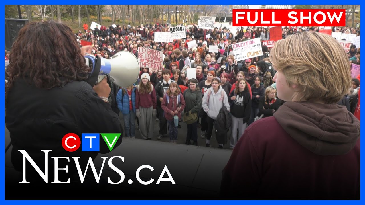 Тысячи студентов вышли на улицы, чтобы поддержать учителей | CTV News Edmonton at Five, 30 октябр...