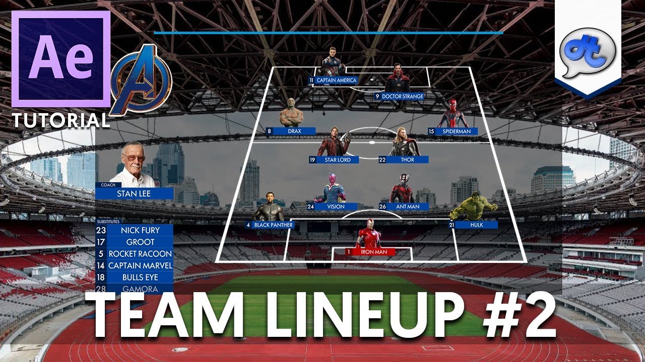 Adobe After Effects | TUTORIAL #76 : TEAM LINEUP #2 (Bahasa Indonesia)