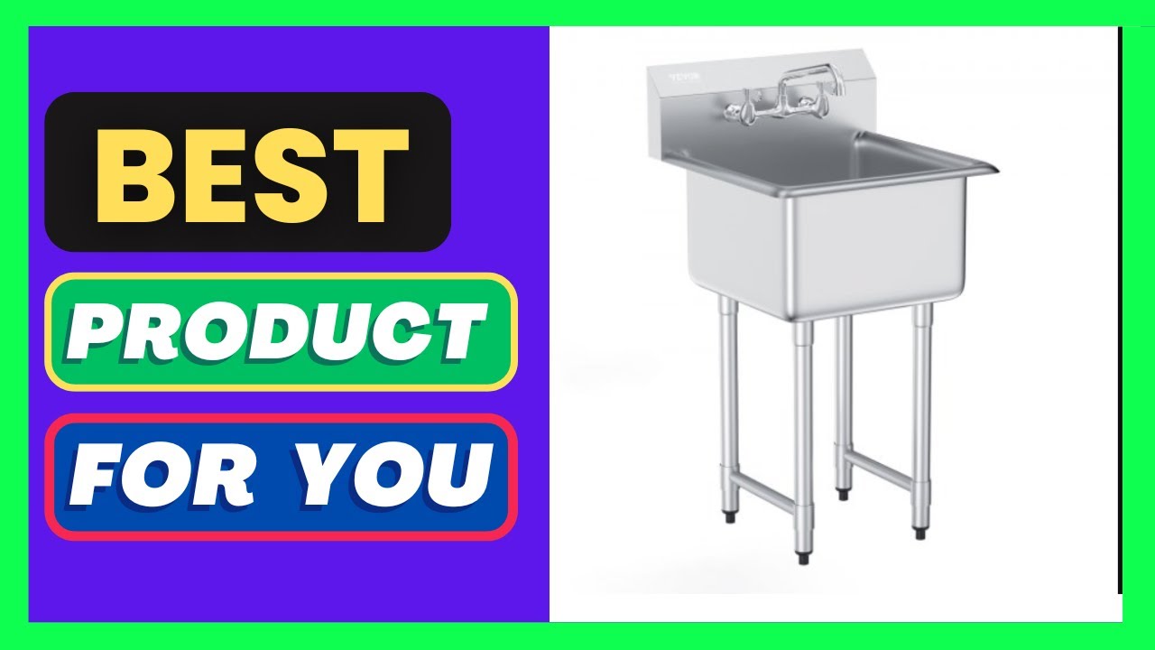 VEVOR Stainless Steel Prep & Utility Sink, 1 Compartment Free Standing Small Sink Include Faucet