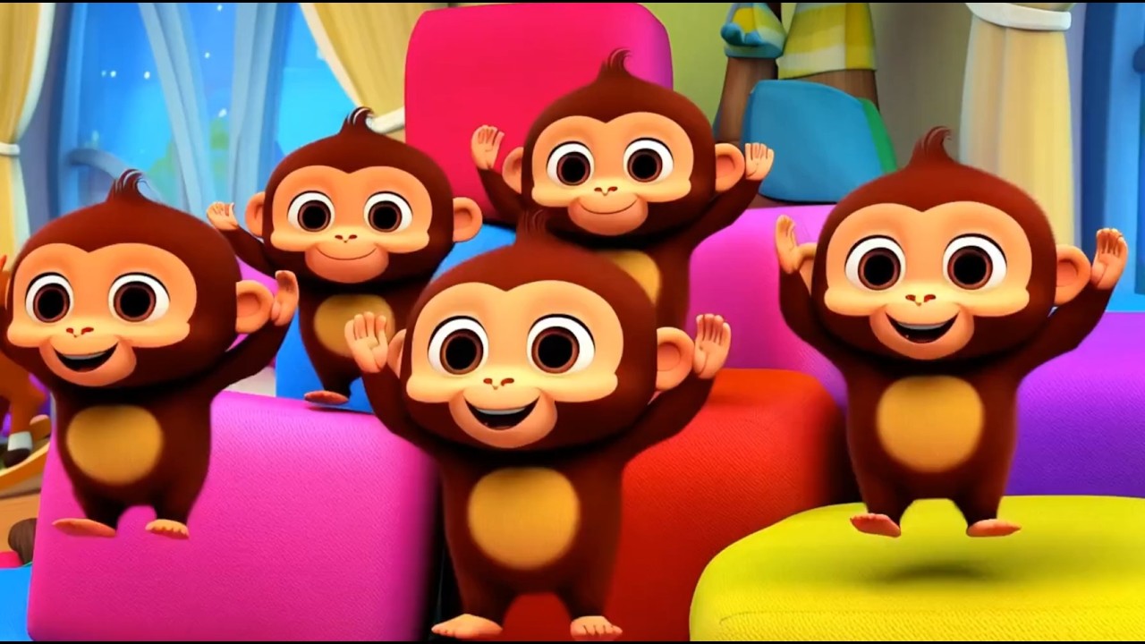 Five Little Monkeys 🐒 | Nursery Rhymes for Kids with Lyrics | Fun Toddler & Preschool Sing Along