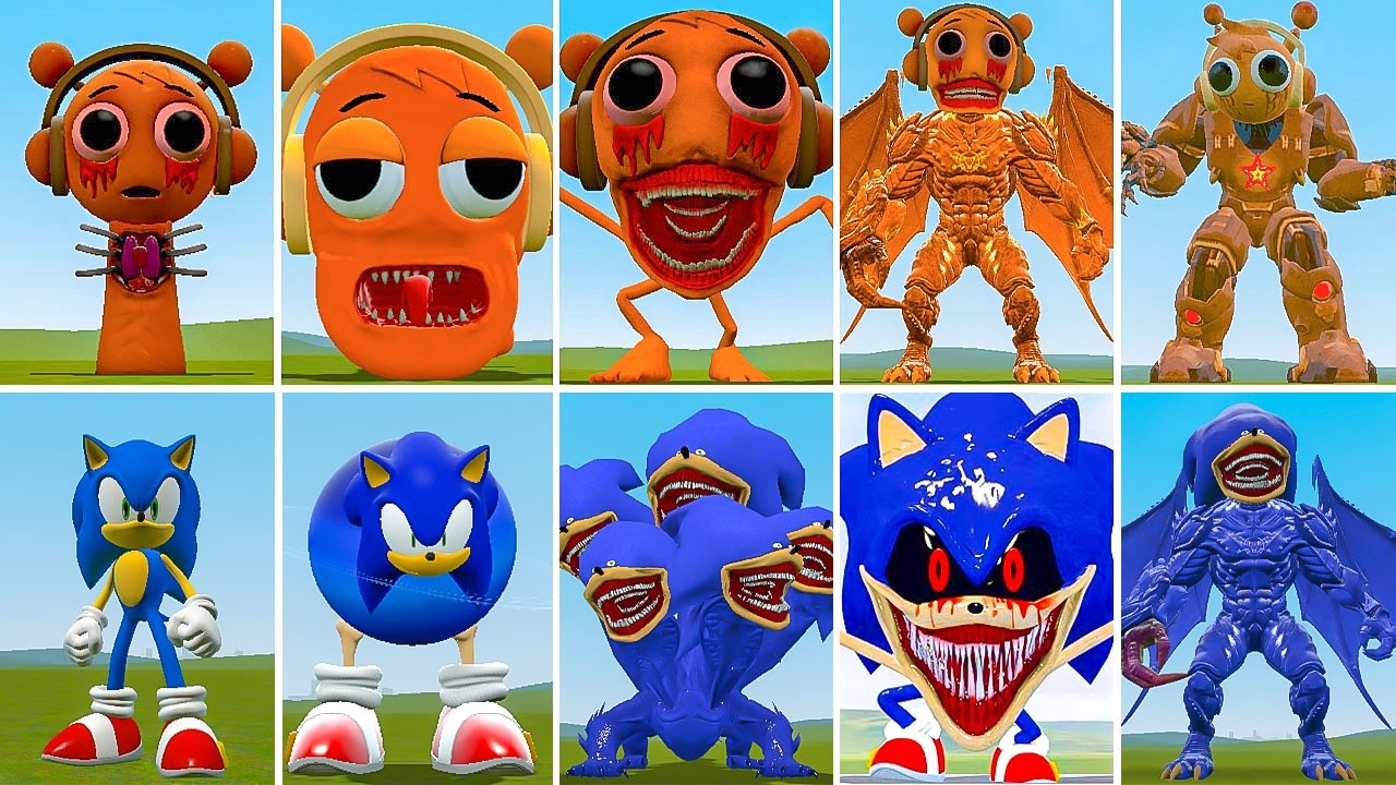 NEW EVOLUTION OF ALL SHIN SONIC TAPES FAMILY VS ALL SPRUNKI OREN FAMILY ? in Garrysmod!,...