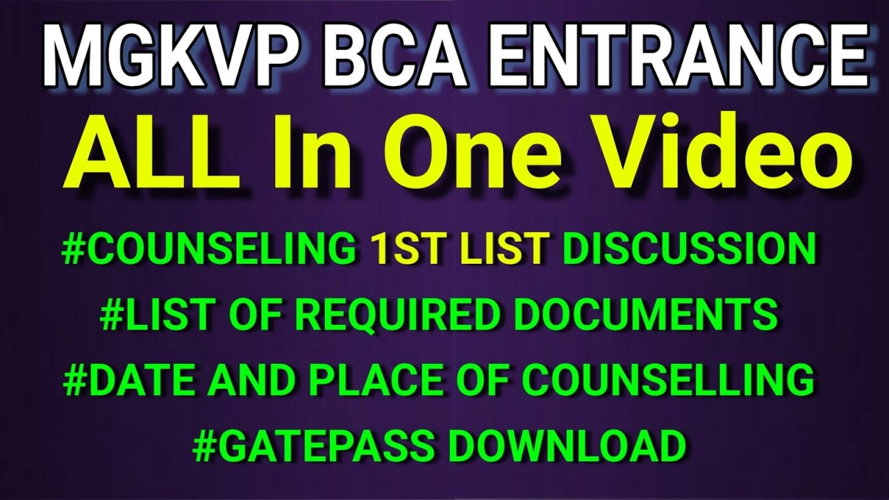 MGKVP BCA 1st Cutoff List 2025 Out 🟢 | Documents, Gate Pass, Counseling Date & Place | Full Details