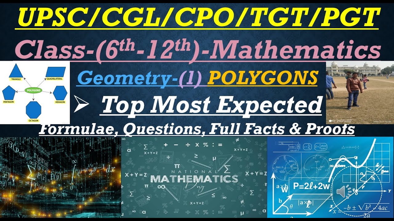 UPSC CGL CPO TGT PGT Class 6th 12th Mathematics Important Facts, Formulae & Questions