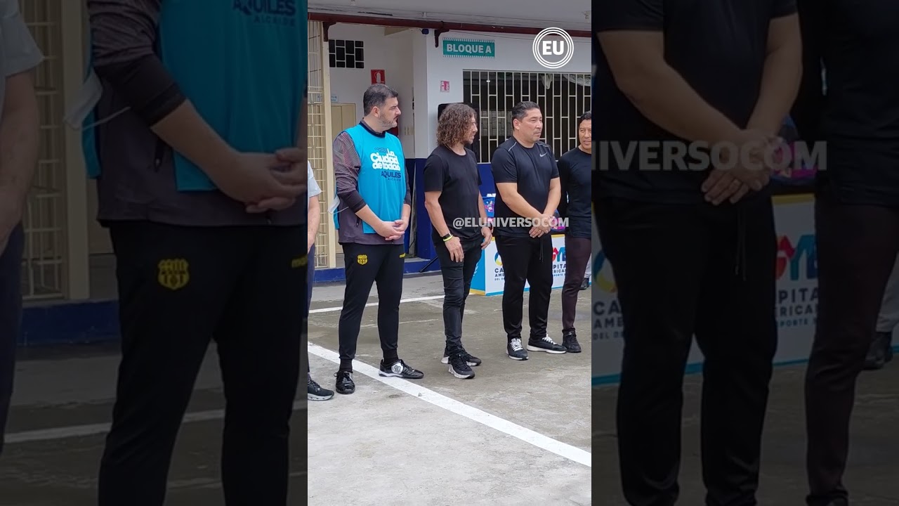 Carles Puyol, campe&oacute;n del mundo con Espa&ntilde;a, comparti&oacute; ma&ntilde;ana de f&uacute;tbol con el Alcalde de Guayaquil