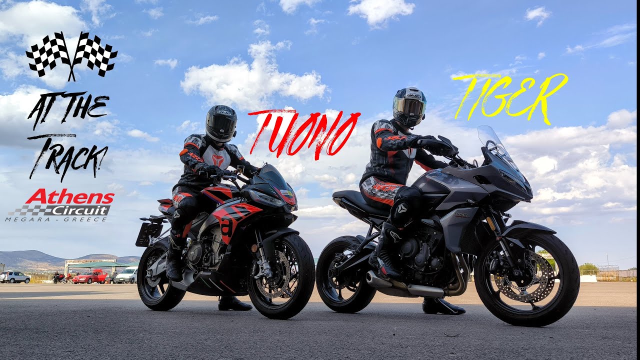 Aprilia Tuono vs Triumph Tiger 660 chase at Megara race track #pov