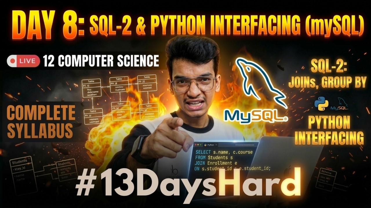 SQL-2 & Python Interfacing: Full Control! 🔥 | Day 8: #13DaysHard | Nitin Paliwal