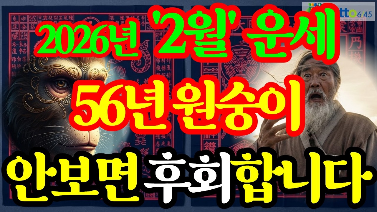 1956년 병신생 원숭이띠, 2026년(丙午年) 2월 상세 운세(재물운, 문서운, 건강운, 사업운, 직업운, 대인관계운, 애정운, 가정운, 띠궁합, 성씨궁합) 2월 행운 번호 공개