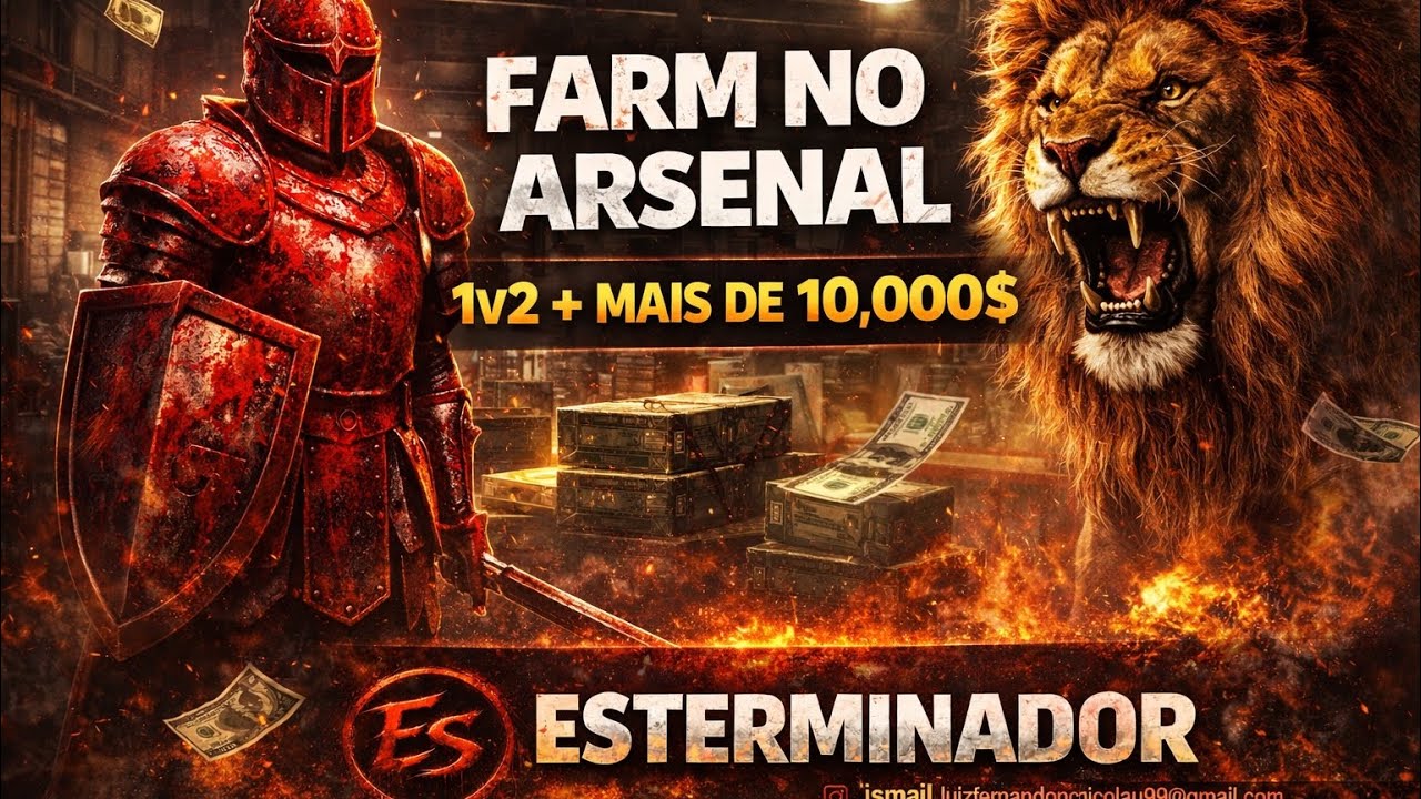 FARM NO ARSENAL 1v2 INSANO! 🔥 +10.000 COM A ESTÁTUA VERMELHA NO 🔥 | ESTERMINADOR