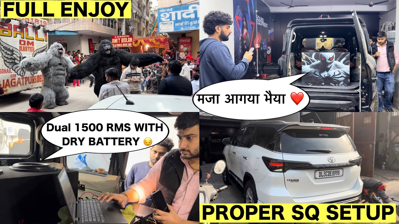 AURA DUAL 1500 RMS SUBWOOFER RUN ON DRY BATTERY 😔 ! Proper Sq setup done in Fortuner! शादी vlog ❤️! 