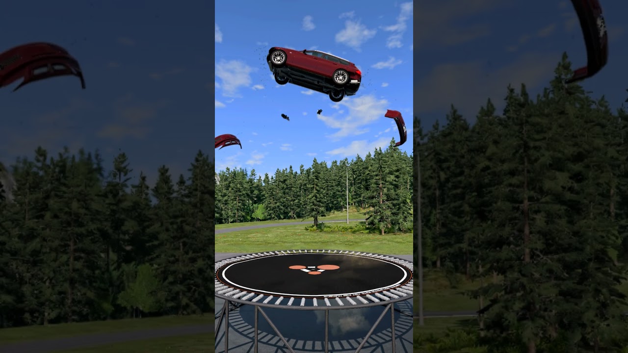 Car Jump On Trampoline - Driving King BeamNG #BeamNGDrive #Games #drivingking