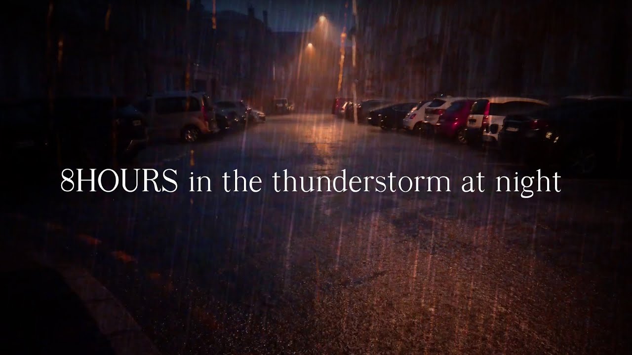I'm standing alone 8HOURS in the thunderstorm at night | ASMR Very Heavy Rain Sounds