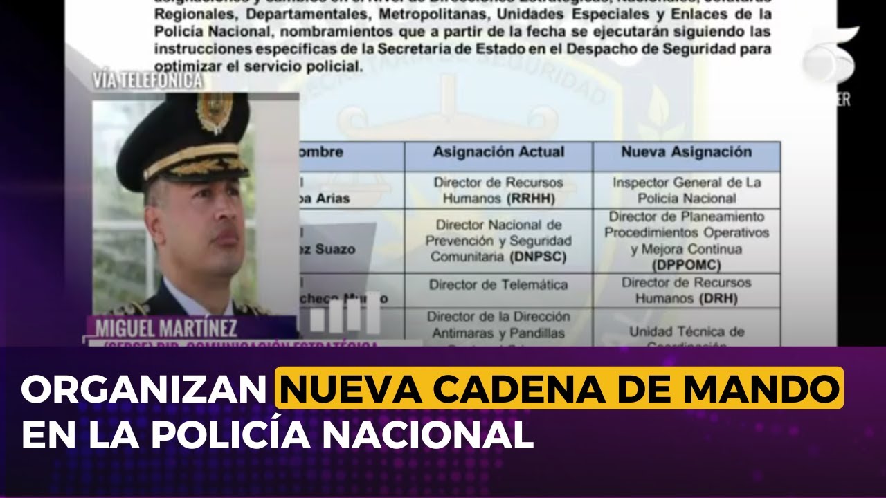 Oficializan nueva cadena de mando en la Policía Nacional