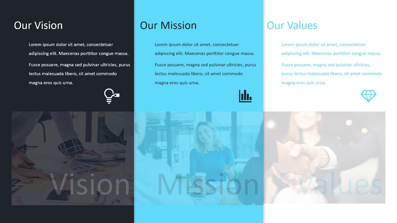 Design tutorial on creating  beautiful Vision Mission Values Presentation  template