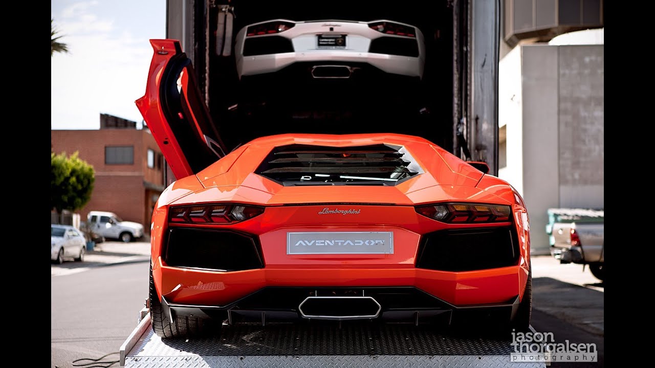 Special delivery of 3 Lamborghini Aventadors