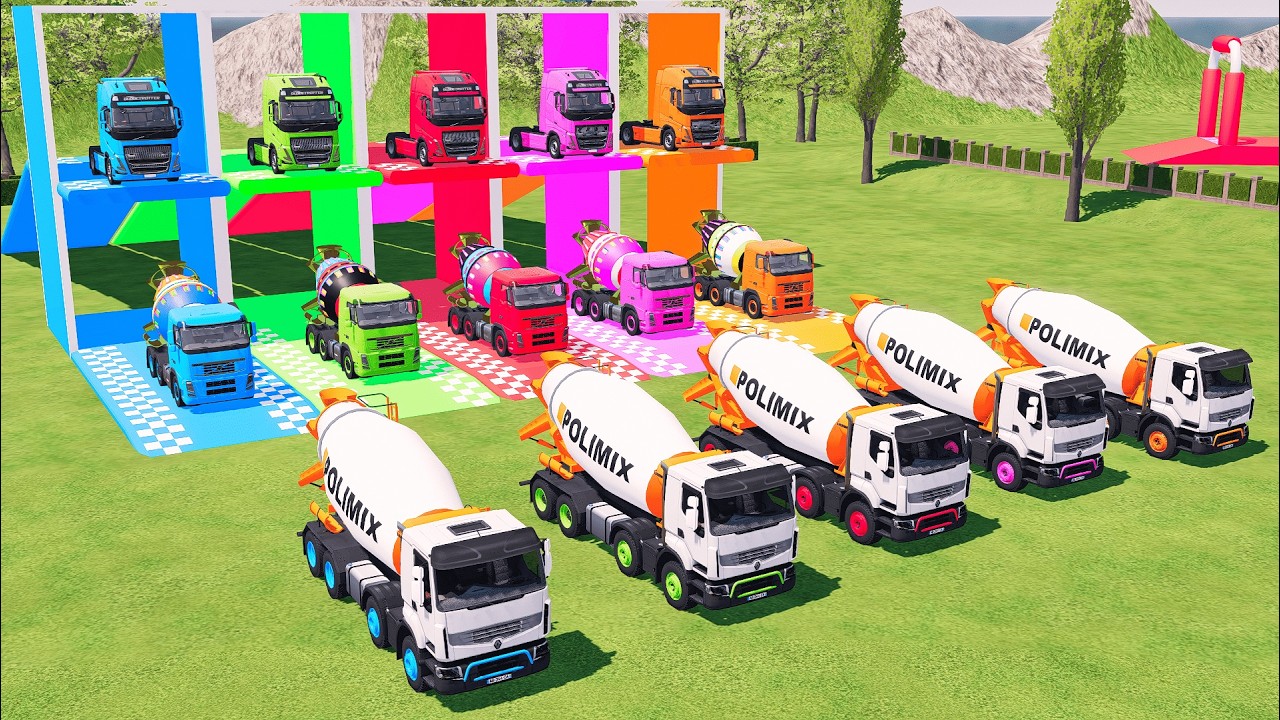 EXTREME LOAD AND TRANSPORT COLOR TRUCKS TO GARAGE - FARMING SIMULATOR 22 #farmingsimulator22  #fs22