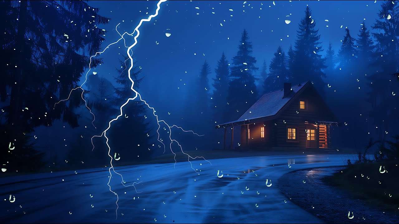Fall Asleep Quickly and Relax with the Heavy Rain in the Night Forest