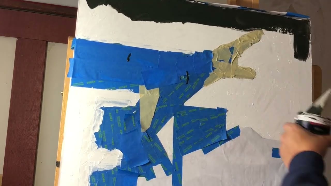 Painting Sports Original Art: How I start the abstract layered background for KC Chiefs painting.