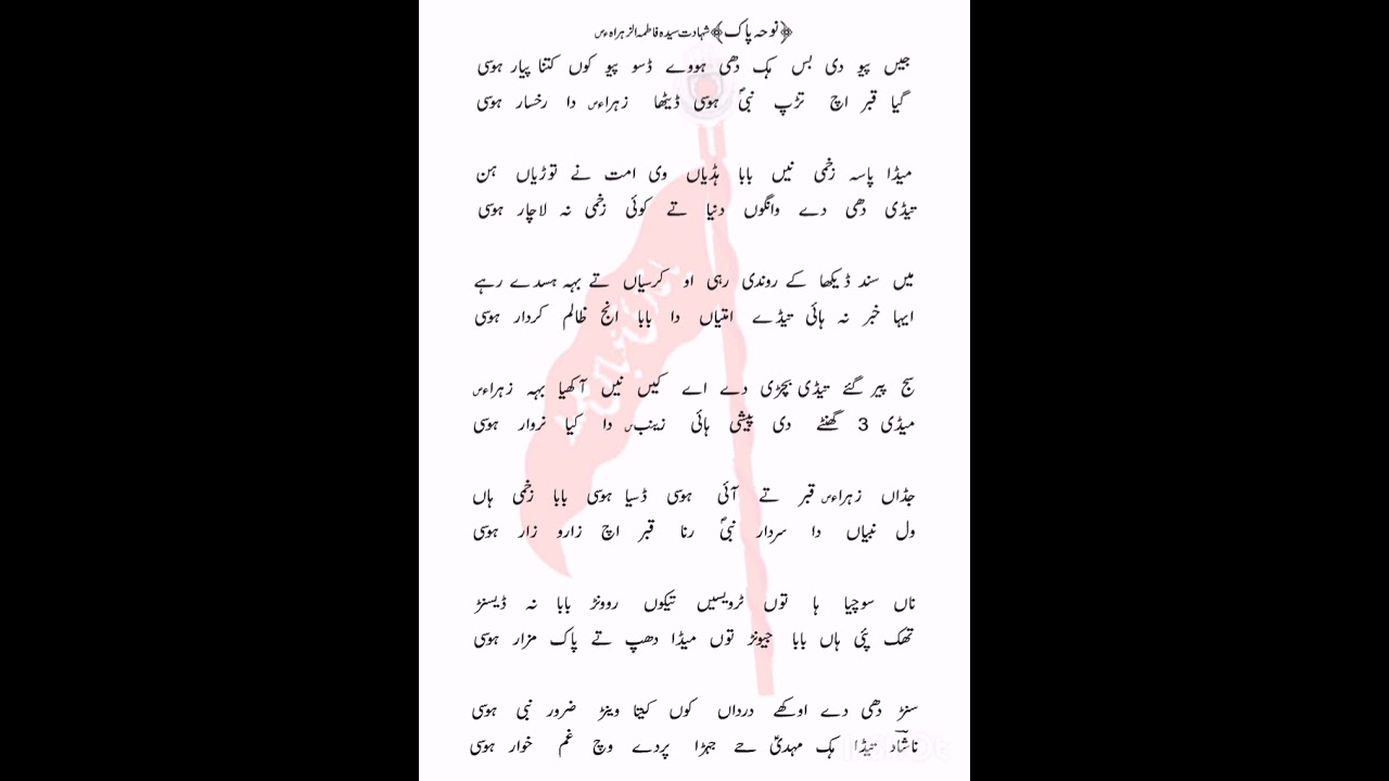 New Noha 2025 | Jain Peo Di Bs Hik Dhe Howy Daso Peo Kon Kitna Pyar Lyrics | Syed Mujahid Ali Nashad