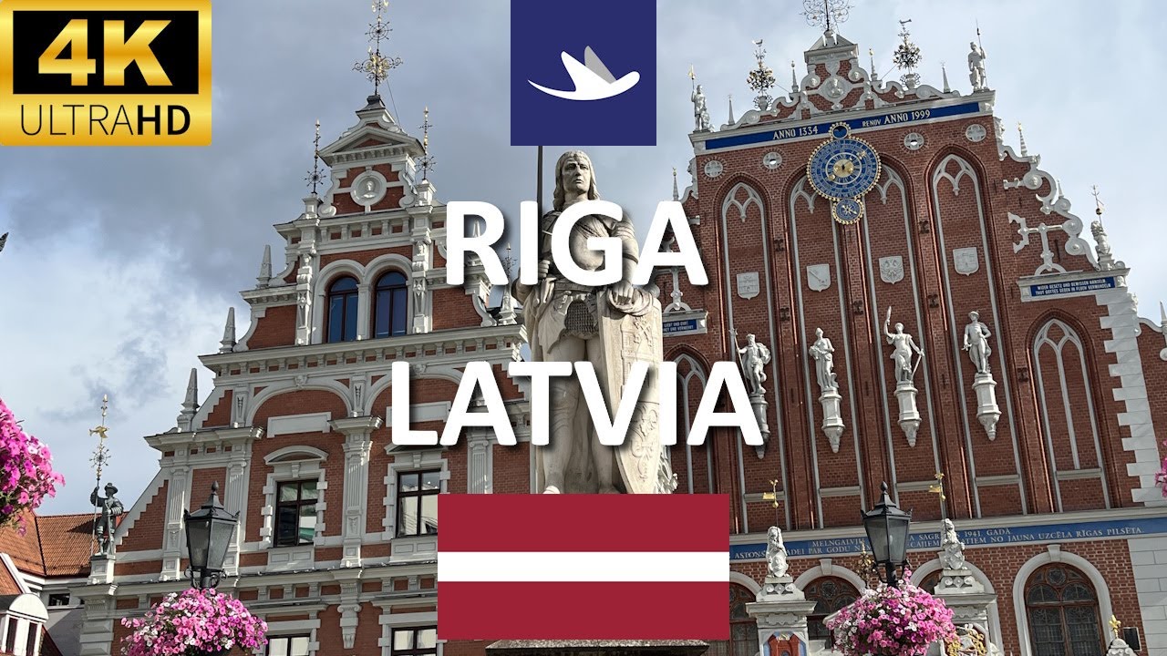 🇱🇻 Riga, Latvia - The Freedom Monument to the House of the Black Heads (4K)