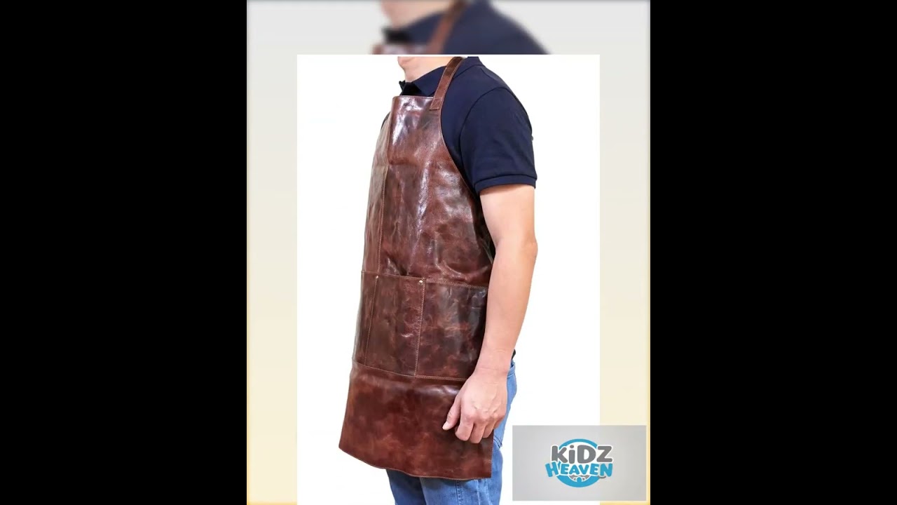 Pierre Cardin Professional Leather Apron Butcher Woodwork Hairdressing Barber Chef - Cognac