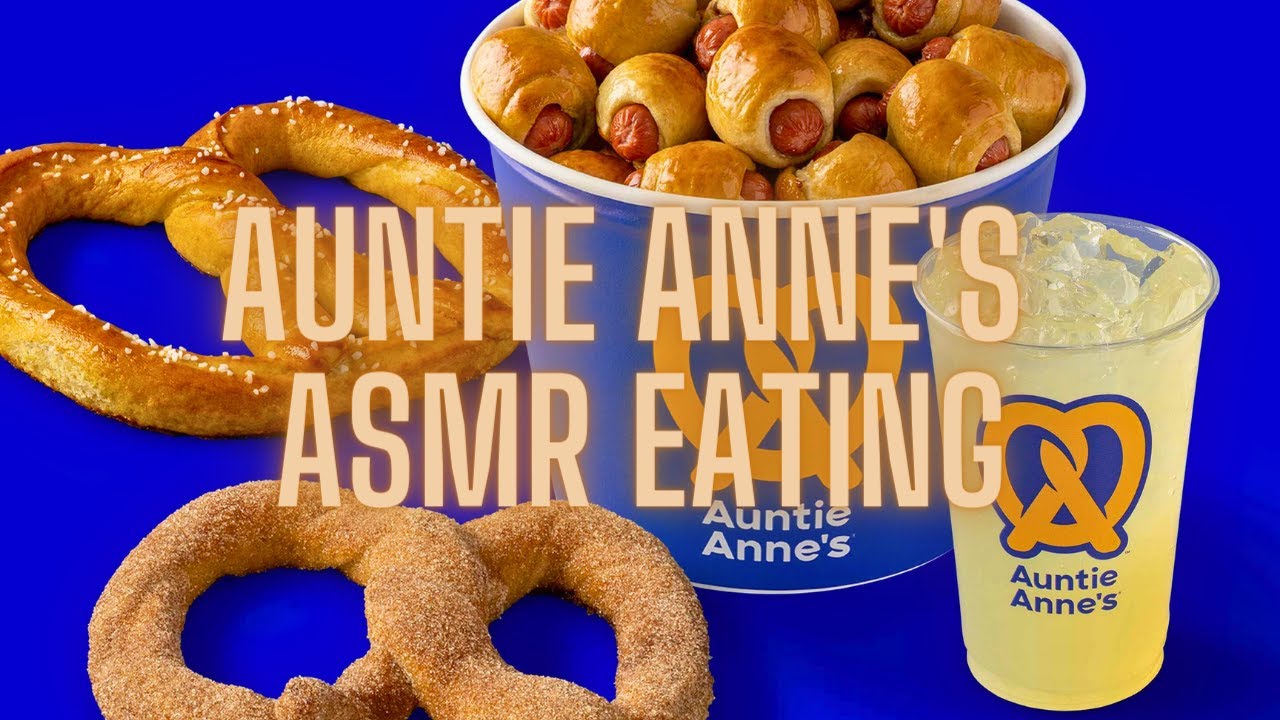 ASMR MUKBANG AUNTIE ANNE'S EATING SOUNDS | SOFT BUTTER & CINNAMON SUGAR PRETZELS | PRETZEL DOG