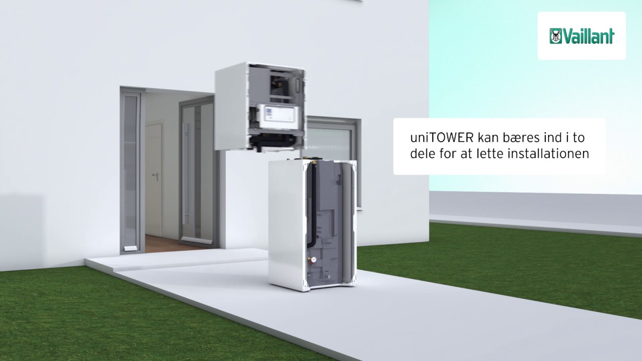 aroTHERM split med uniTOWER med 190 liter varmtvandsbeholder med 250 liter kapacitet