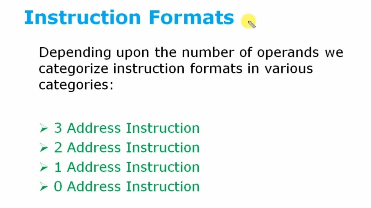 Various Instruction Formats | Zero  Address Instruction|3,2,1 Address Instructions