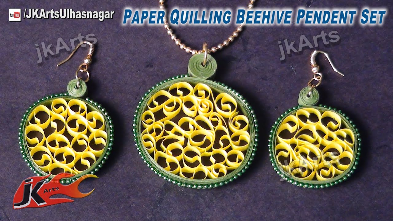 DIY Beehive Paper Quilling Jewelry | Earring Pendent Set |  How to make | JK Arts 416