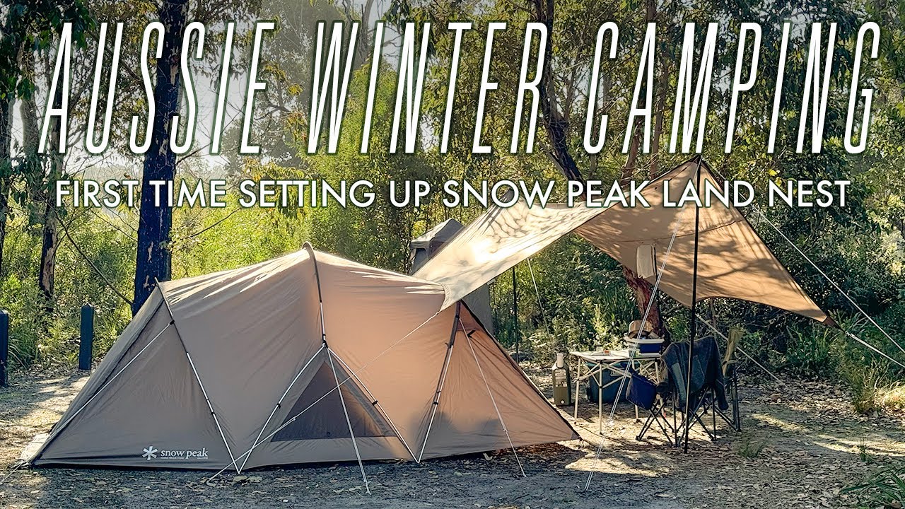 Australian winter camping near ocean | First time setting up Snow Peak Land Nest | ASMR