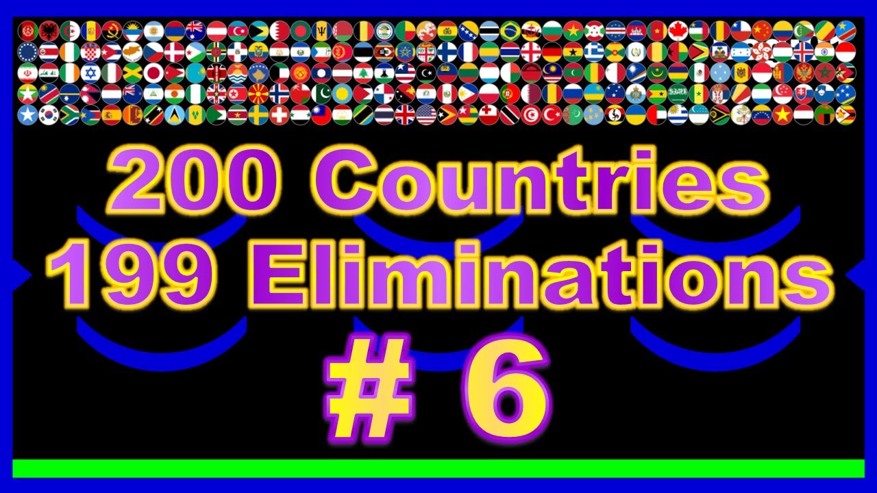 200 Countries & 199 Eliminations Marble Race #6 in Algodoo | Marble Factory