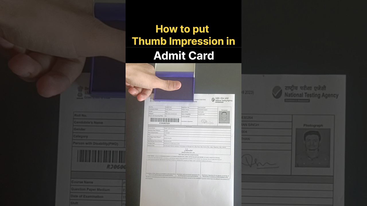 Thumb Impressions 2025 | Admit Card JEE Mains 2025 | JEE Mains 2025 Admit Card