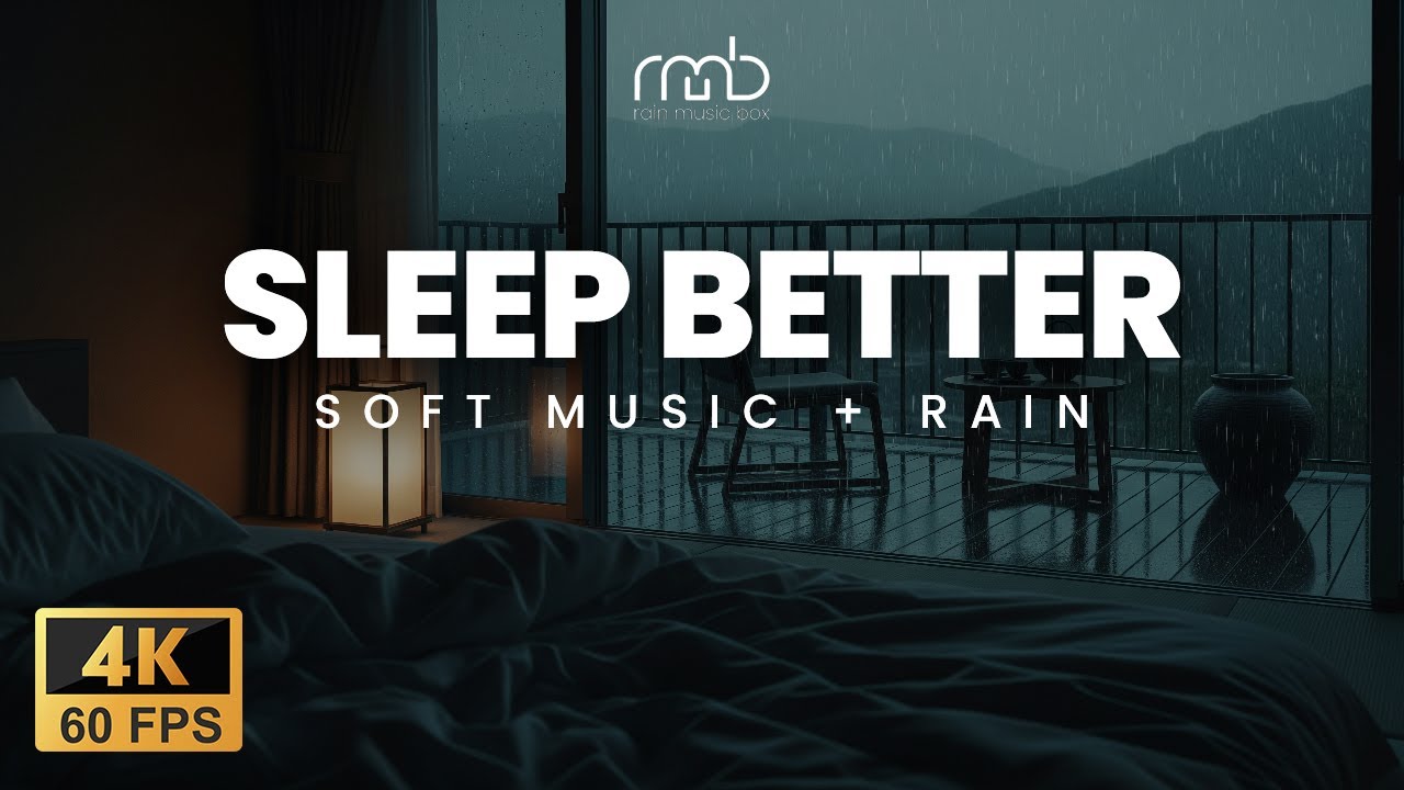 SLEEP BETTER | Relaxing night music with rain to ease stress and keep the room calm