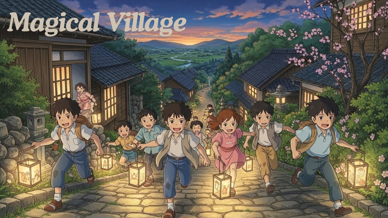 Cozy Village Life in Ghibli Style 🌿 Lantern Festival & Peaceful Cooking | Relaxing ASMR Nature