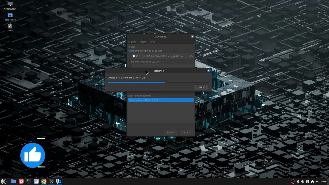 Como criar pendrive de boot windows10 com WoeUSB no linux mint 🐧