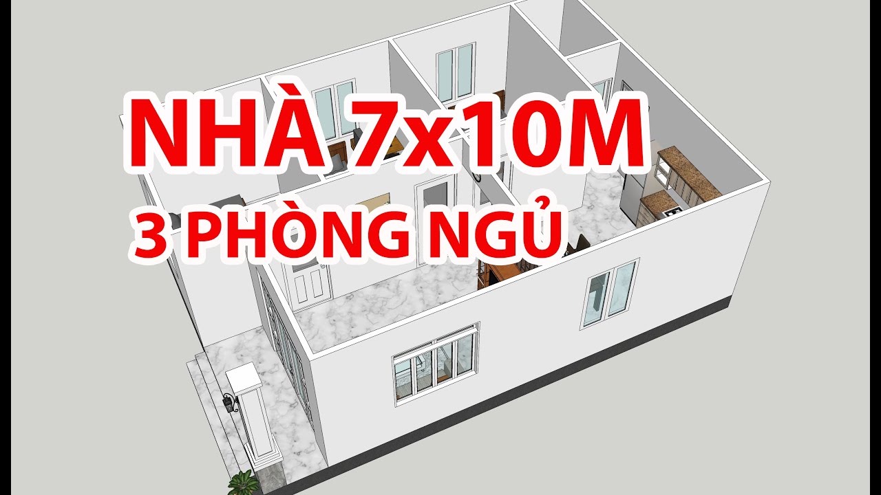 GỢI Ý BỐ TRÍ NHÀ CẤP 4 7x10M 3 PHÒNG NGỦ ĐẸP | KIẾN TRÚC NHÀ VIỆT