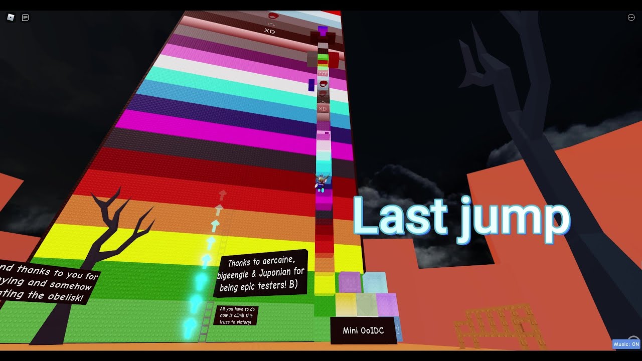 Obelisk of Impossible Difficulty Chart last jump on almost every floor