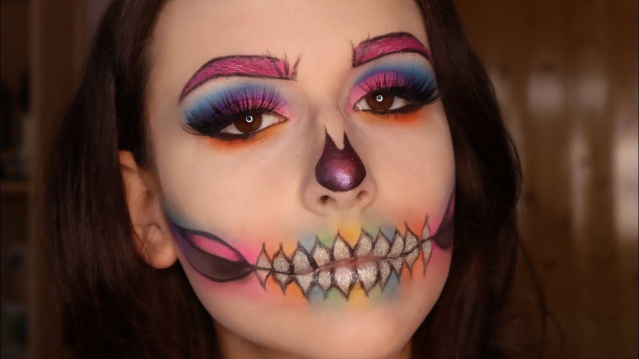 Maquillaje CALAVERA COLORIDA para principiantes || especial halloween 🎃