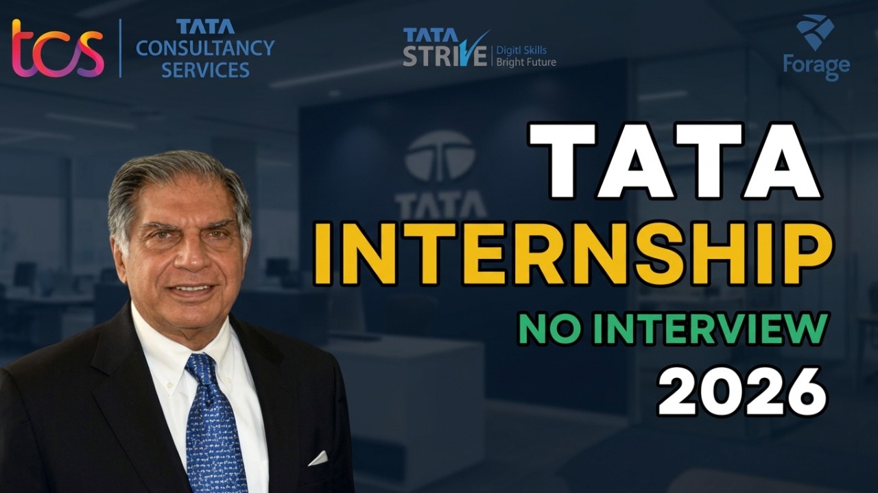 TATA Launches 3 FREE Internships 2026 🇮🇳 | No Interview | Free Certificate & Job Opportunity