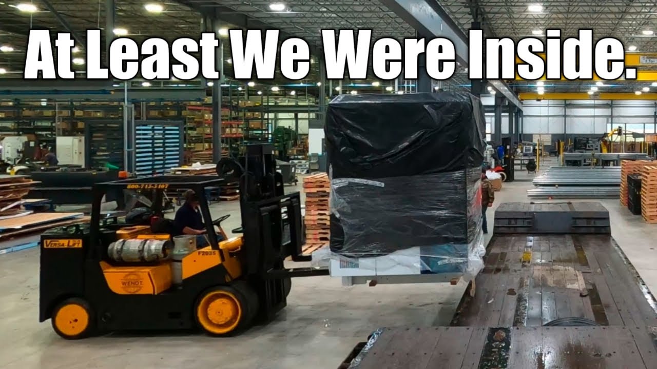 Unloading CNC Machine From Cabover Peterbilt