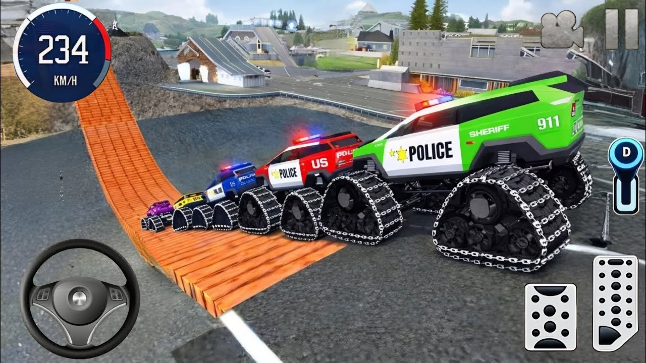 Juegos De Carros - Police Monster Truck Impossilbe Driver #8 - US Car Stunts Racing Android Gameplay