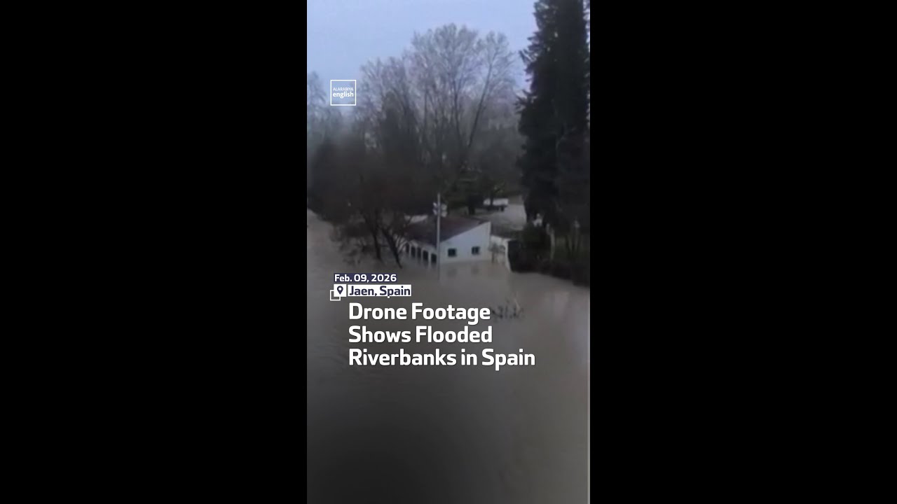 Drone Footage  Shows Flooded  Riverbanks In Spain
