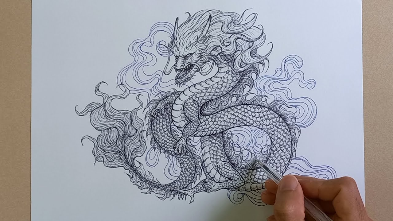 Dragon Coiled Among the Clouds